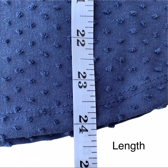 W5 Anthro Blue Swiss Dot Polkadot Textured Bell Sleeve Blouse Size Small - Picture 13 of 14